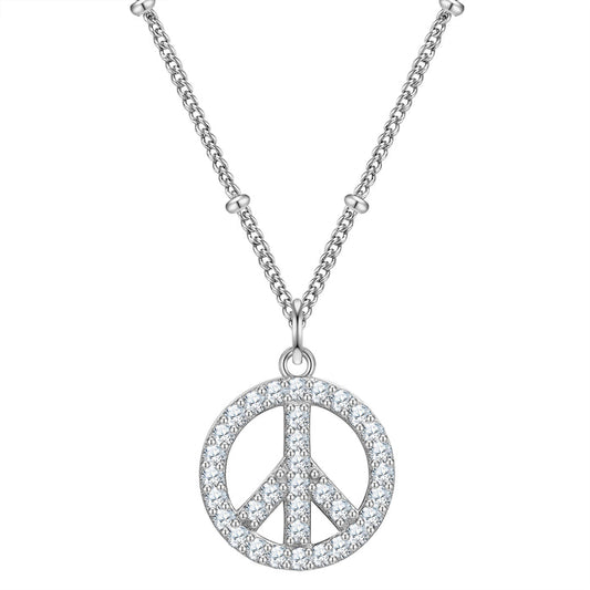 Kette mit Anhänger Peace silber mit Zirkonia