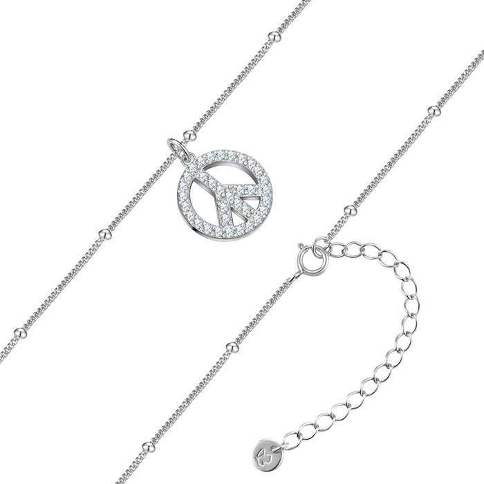Kette mit Anhänger Peace silber mit Zirkonia