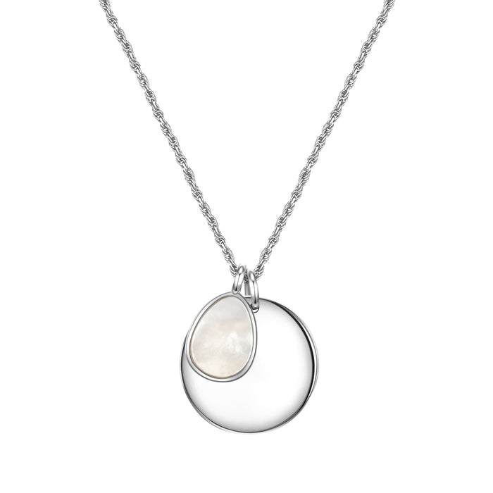 Kette MÜNZ-ANHÄNGER mit Perlmutt silber