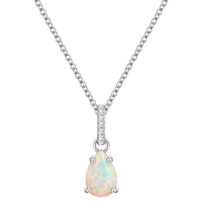 Kette silber Anhänger Opal (synth.)