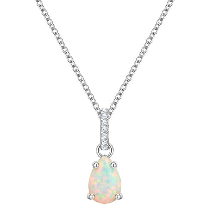 Kette silber Anhänger Opal (synth.)