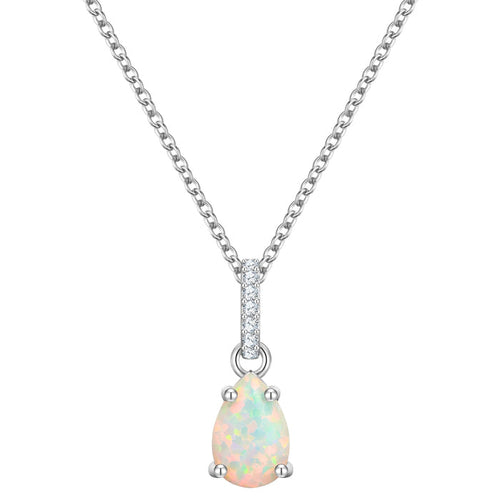 Kette silber Anhänger Opal (synth.)