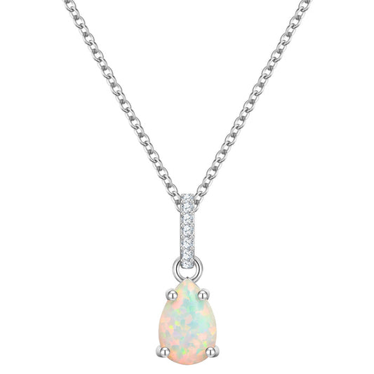 Kette silber Anhänger Opal (synth.)