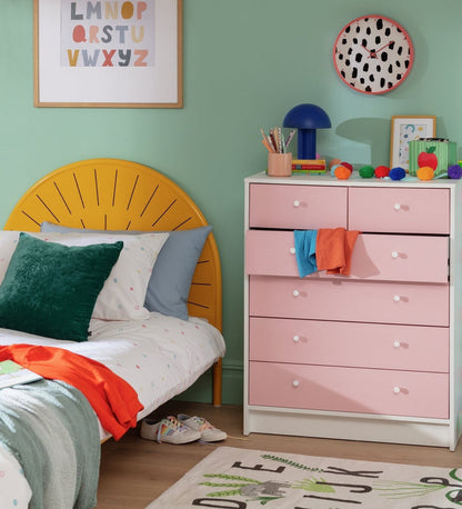 Kids Malibu 6 Drawer Chest - Pink & White ( B Grade 44700 - 44712 )