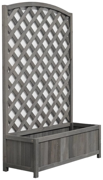 Large Lattice Wooden Planter - Grey ( B Grade 12697 )