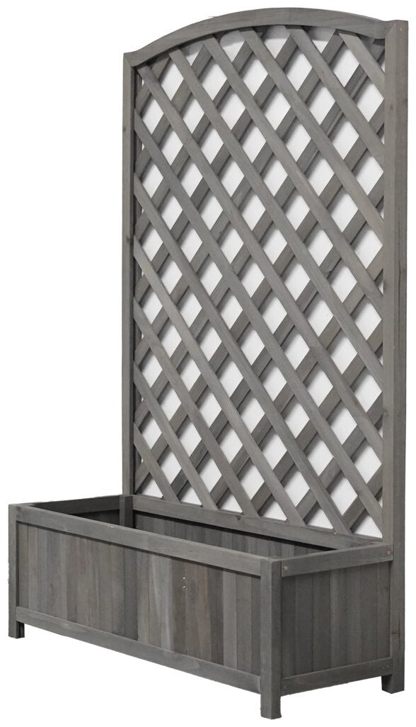 Large Lattice Wooden Planter - Grey ( B Grade 12697 )