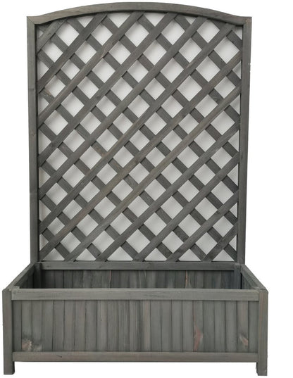Large Lattice Wooden Planter - Grey ( B Grade 12697 )