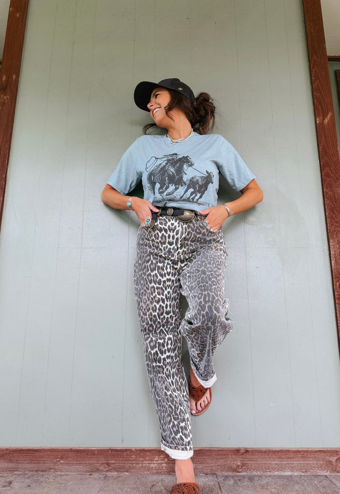Leopard Wide Leg Jeans1