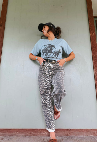 Leopard Wide Leg Jeans1