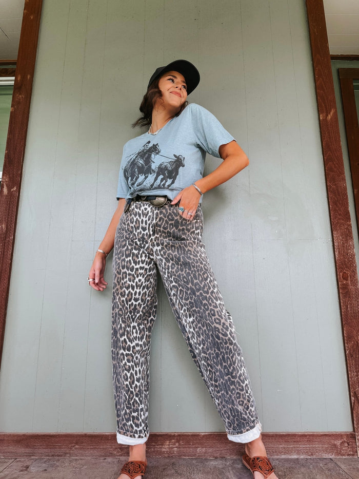 Leopard Wide Leg Jeans1