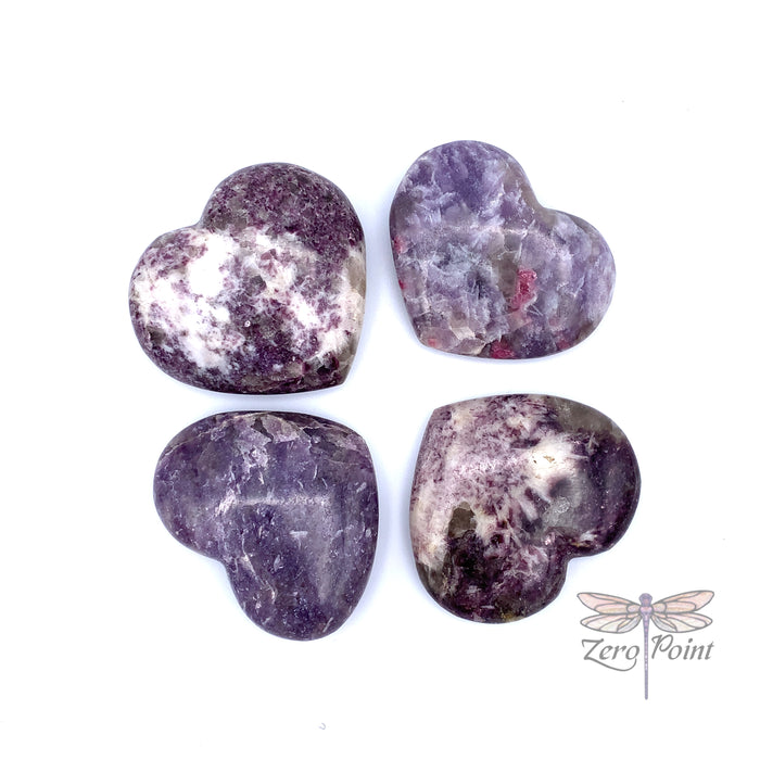 Lepidolite Hearts - Zero Point Crystals