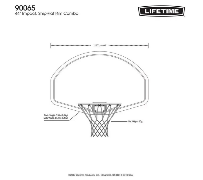 Lifetime Basketball Backboard, Hoop and Net Set