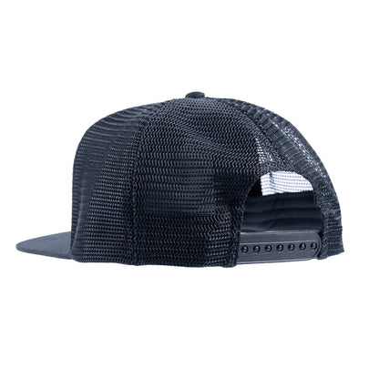 The back of the Logo Snapback Hat in black with the snapback snapped.