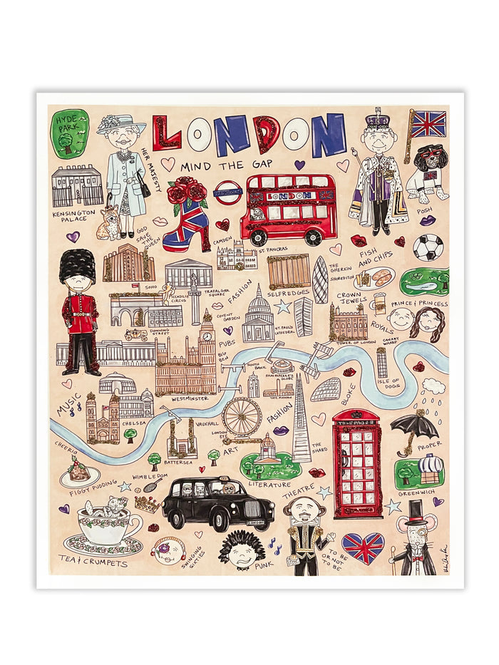 London Map Glitter Art Print