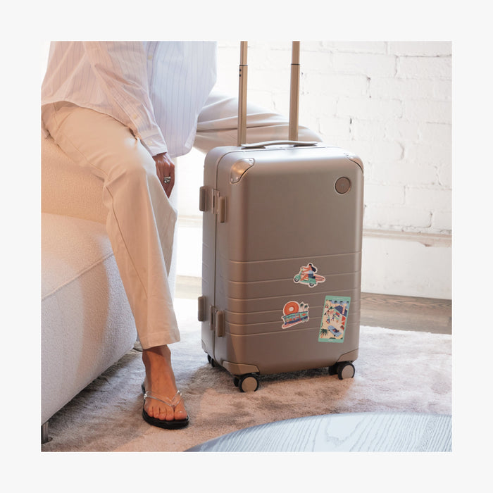 Los Angeles | All three Destination Stickers of Los Angeles stickers set on a standing suitcase