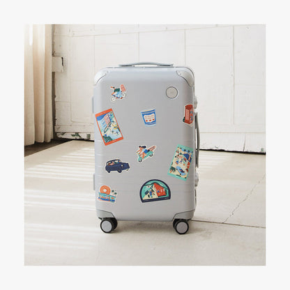 Los Angeles | different cities Destination Stickers on a standing suitcase