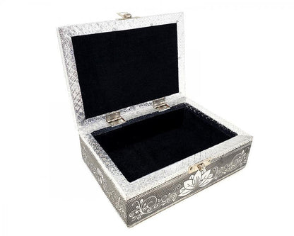 Lotus Carved Metal over Wood Box - Zero Point Crystals