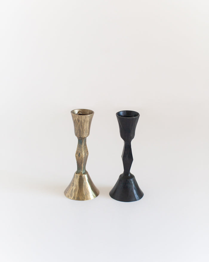 Low Diamond Hand-Forged Iron Candle Stand