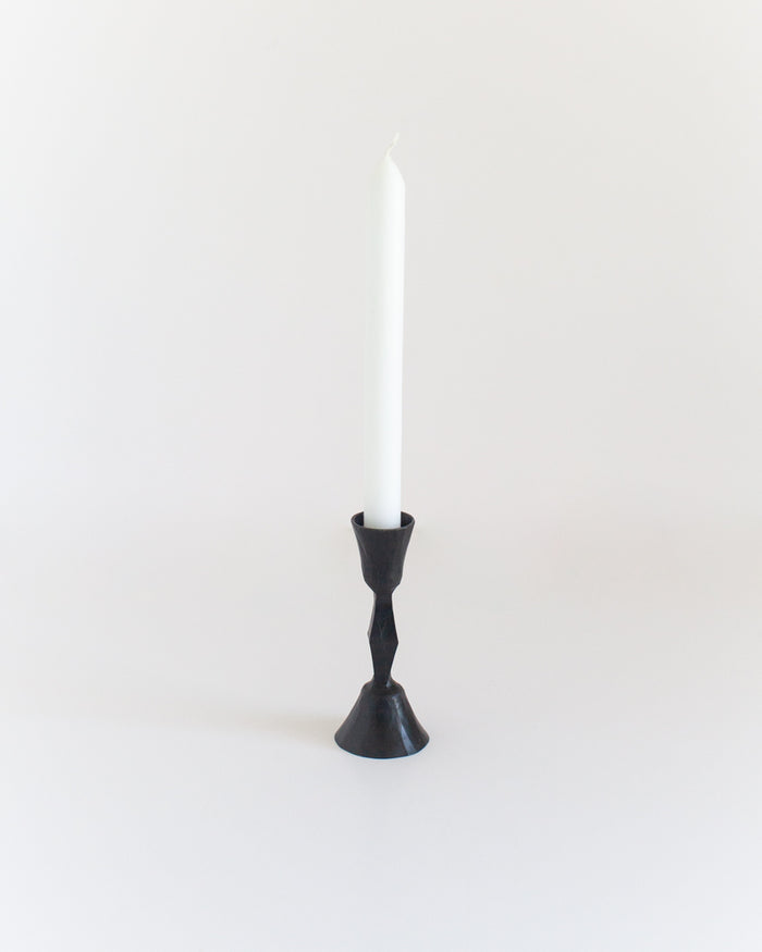Low Diamond Hand-Forged Iron Candle Stand