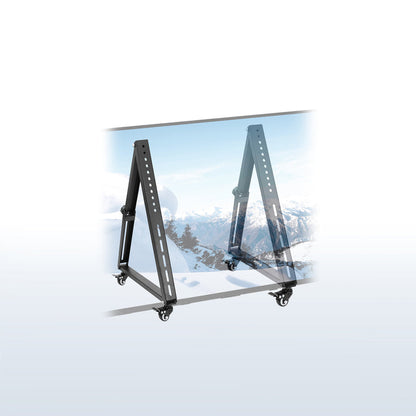 Low Height Mobile TV Stand for 32 to 65 inch Flat Curved Screens, LED LCD, Adjustable Floor Monitor Cart, Rolling TV Mount with Wheels