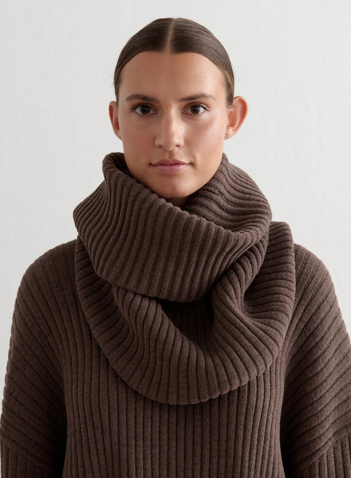 Macchiato Rib Knit Tube Scarf
