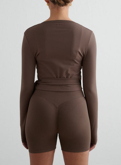 Macchiato Shape Seamless Hotpants & Wrap Longsleeve Set
