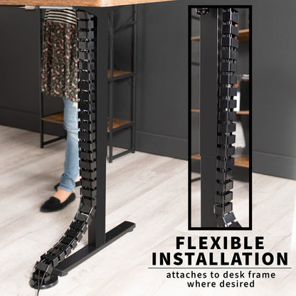 This flexible cable strip provides modern and attractive desk-to-floor cable management for your work area, perfect for height adjustable and standard desks alike.