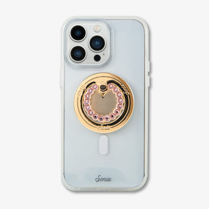 Gold Heart + Pink Rhinestone