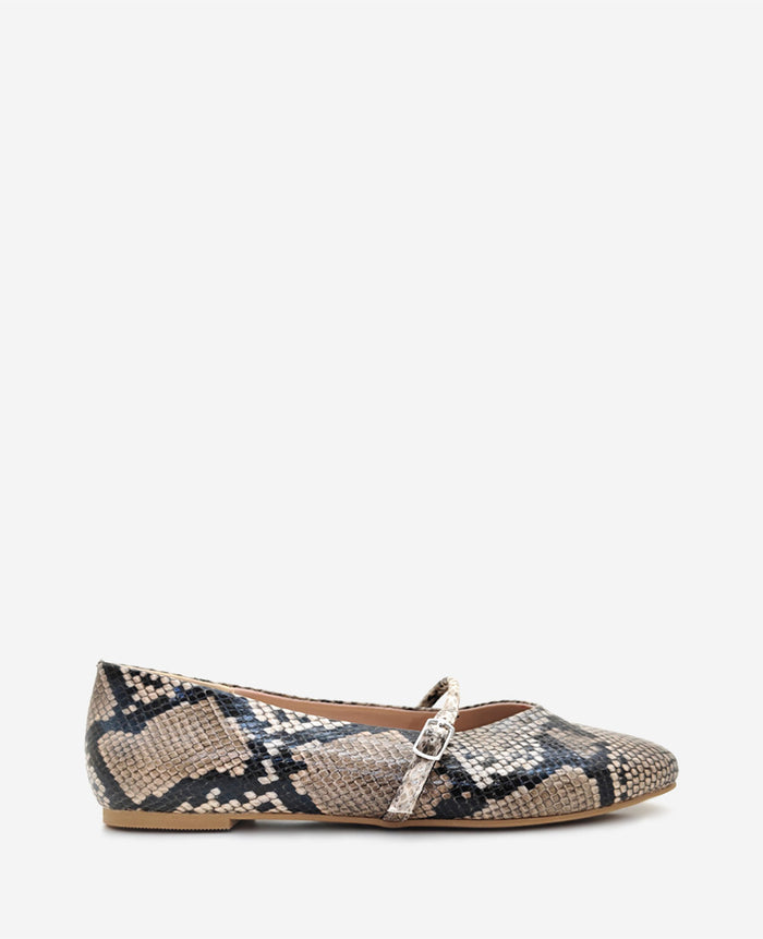 Magnolia Snakeskin Leather Ballet Flat