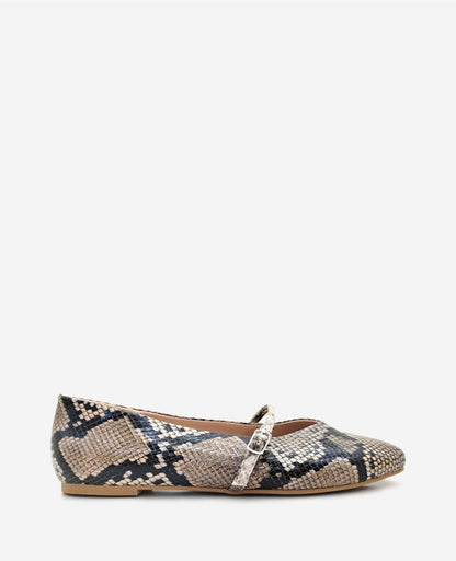 Magnolia Snakeskin Leather Ballet Flat