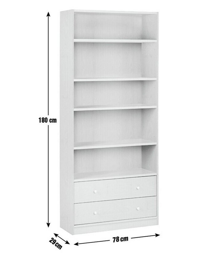 Maine 2 Drawer Bookcase - White ( B Grade 42602-42605 )