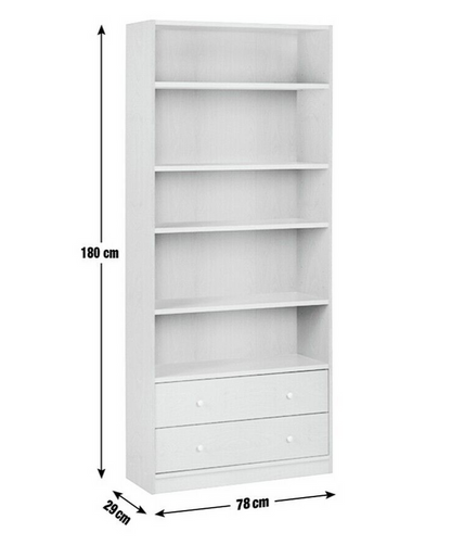 Maine 2 Drawer Bookcase - White ( B Grade 42602-42605 )