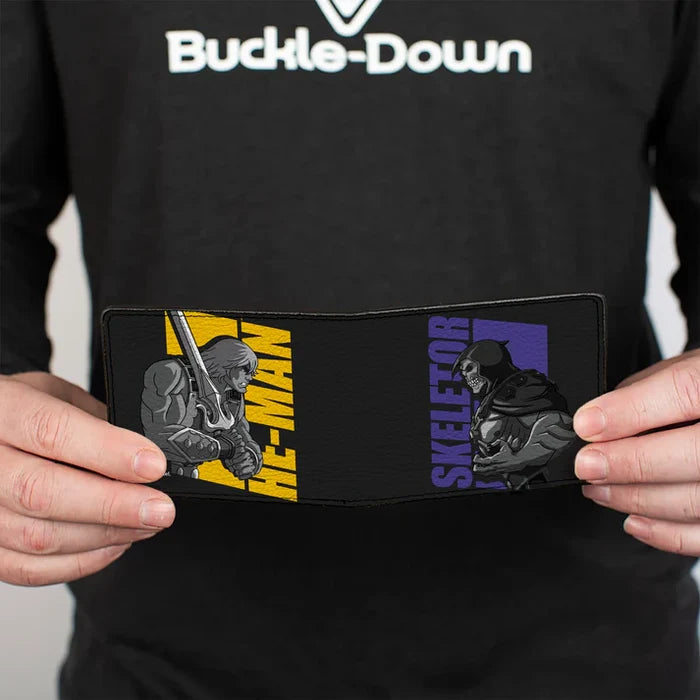 Masters of the Universe - HE-MAN and SKELETOR Silhouette Text Poses Men's Bi-Fold Wallet