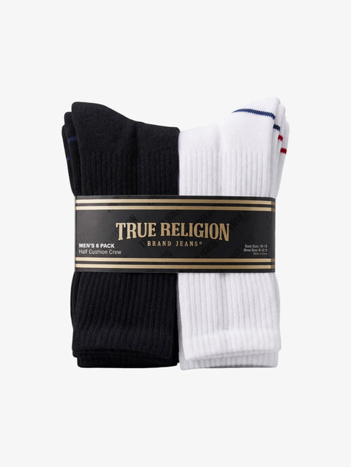 Medias True Religion 6 Pack Blanco Negro