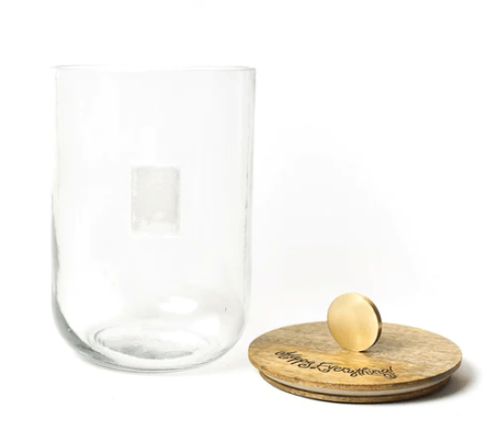 Medium Mini Wooden Lid Glass Jar Happy Everything