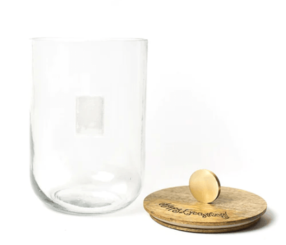 Medium Mini Wooden Lid Glass Jar Happy Everything