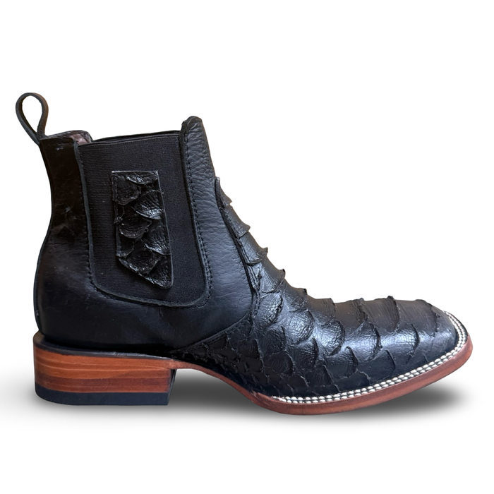Men’s Black Faux Python Leather Cowboy Boots – Montesino