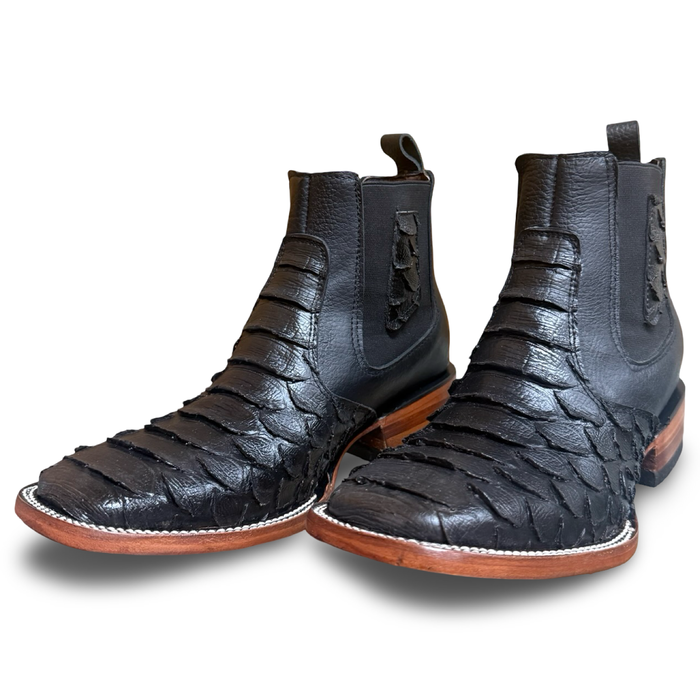 Men’s Black Faux Python Leather Cowboy Boots – Montesino