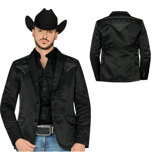 Men’s Black Ranch Blazer – Western Inspired Look