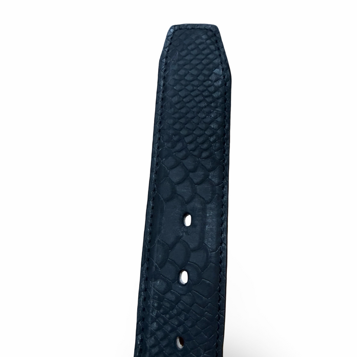Men’s Exotic Print Leather Belt with Square Buckle
