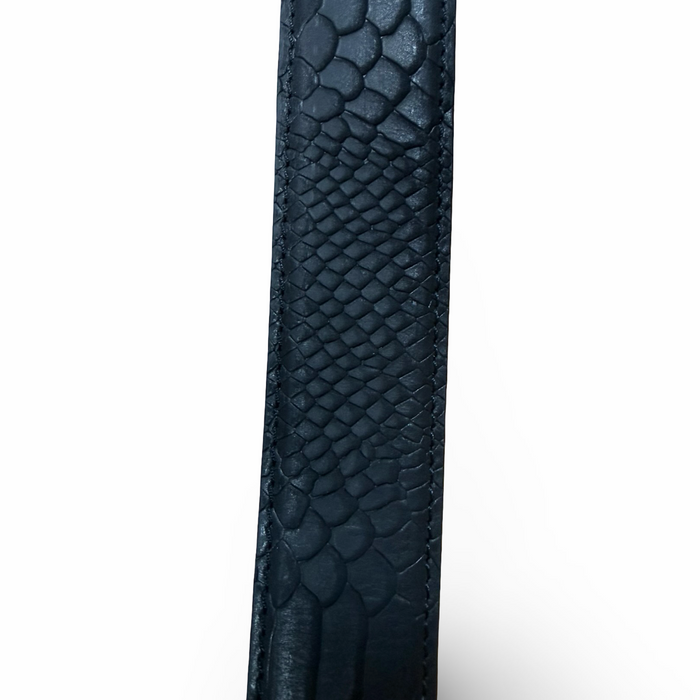 Men’s Exotic Print Leather Belt with Square Buckle