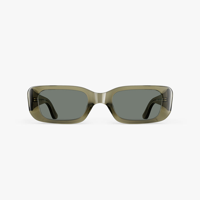Crystal Sencha / Grey Green Lens | Front view of Mesa Sunglasses in Crystal Sencha with Grey Green Lens