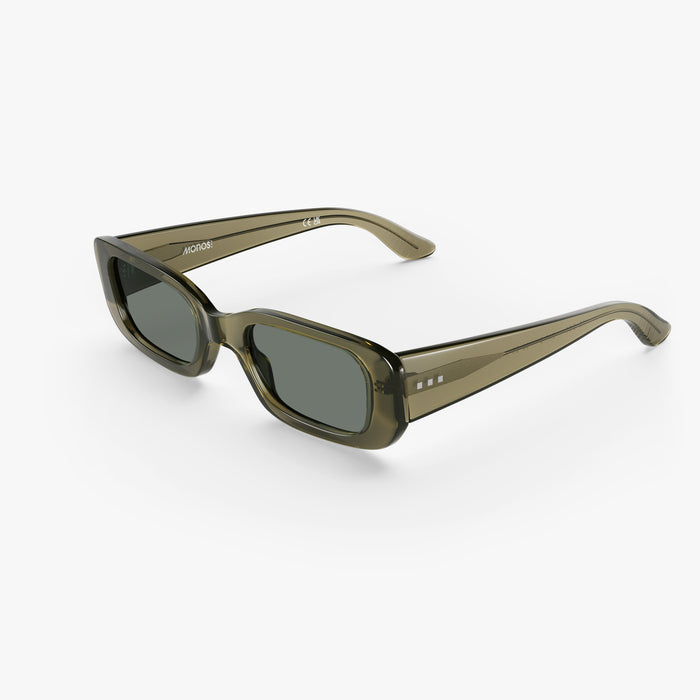 Crystal Sencha / Grey Green Lens | Side view of Mesa Sunglasses in Crystal Sencha with Grey Green Lens
