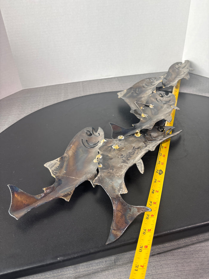 Metal Fish Wall Sculpture; Signed