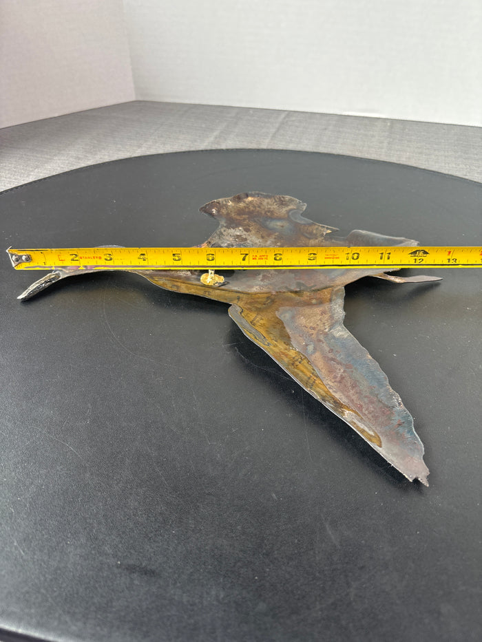 Metal Flying Duck Wall Sculpture; Signed