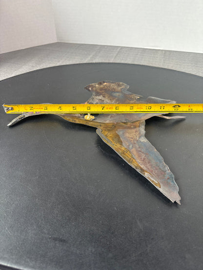 Metal Flying Duck Wall Sculpture; Signed