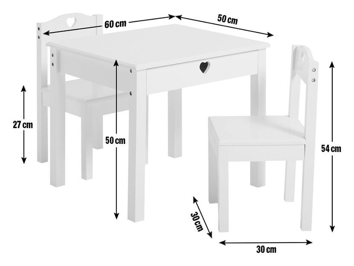Mia Kids Table & 2 Chairs - White ( B Grade 36460 )