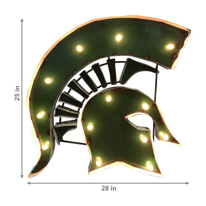 Michigan State Spartans Head Lighted Recycled Metal Wall Decor