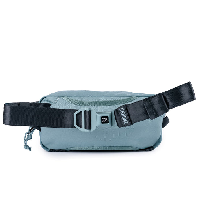 The back of the new Micro Kadet 3L crossbody in Steel Blue #color_steel blue