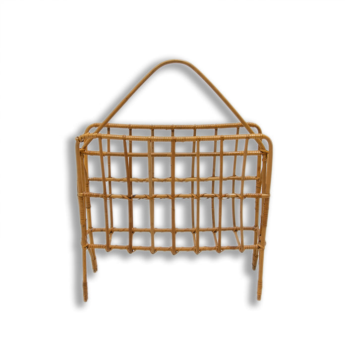 Mid century wicker magazine rack, Czechoslovakia, 1960s
